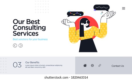 Professionals customer support service. Landing page template design. Modern flat design concept of web page design for website. Vector illustration