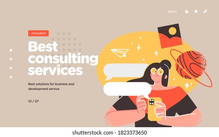 Professionals customer support service. Landing page template design. Modern flat design concept of web page design for website. Vector illustration