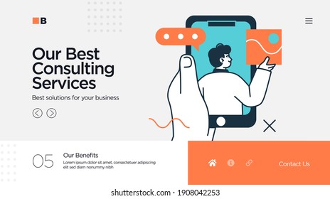 Professionals customer support service. Landing page template design. Modern flat design concept of web page design for website. Vector illustration