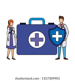 professionals doctors with medical kit