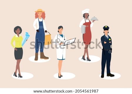 professionals five workers characters group