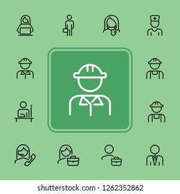 Professionals line icon set. Manager, doctor, engineer. Job concept. Can be used for topics like work, occupation, expertise