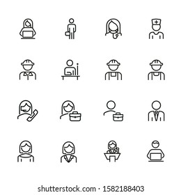 Professionals line icon set. Manager, doctor, engineer. Job concept. Can be used for topics like work, occupation, expertise