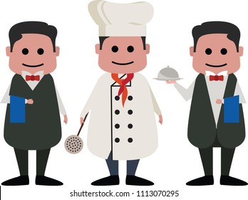 professionals waiter chef busboy 