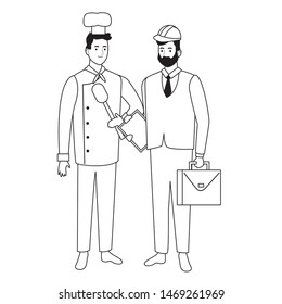 Professionals workers characters smiling cartoons ,vector illustration graphic design.