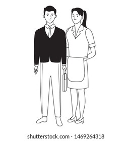 Professionals workers characters smiling cartoons ,vector illustration graphic design.