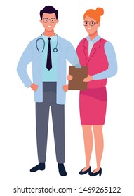 Professionals workers characters smiling cartoons ,vector illustration.