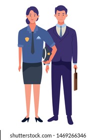 Professionals workers characters smiling cartoons ,vector illustration.
