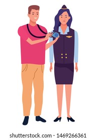 Professionals workers characters smiling cartoons ,vector illustration.