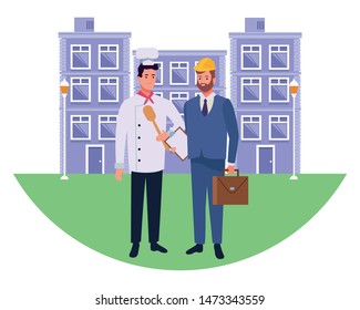 Professionals workers characters smiling cartoons ,vector illustration graphic design.