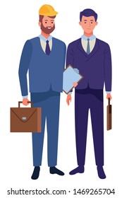 Professionals workers engineer and businessman with briefcases smiling cartoons ,vector illustration graphic design.
