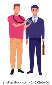 Professionals workers photographer and businessman smiling cartoons ,vector illustration graphic design.