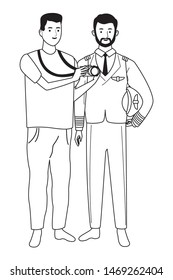 Professionals workers smiling cartoons ,vector illustration graphic design.