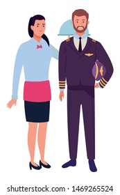 Professionals workers waiter and pilot smiling cartoons ,vector illustration graphic design.