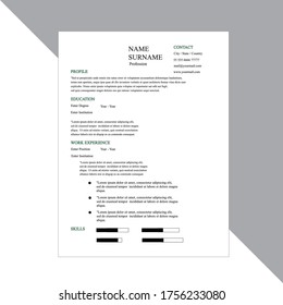 Professional,Vector minimalist cv / resume, Creative template.Displaying your profile.