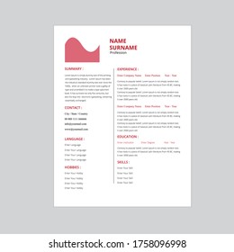 Professional,Vector minimalist cv / resume template, Creative.Displaying your profile.