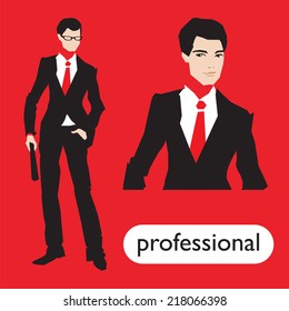 Professionl business man set. Vector. 10 Eps.