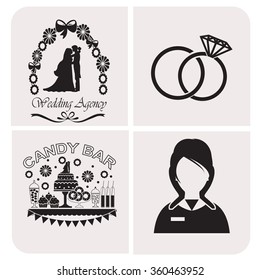 Professions. Administrator wedding agency. Service. People at work. Set. Vector icon.