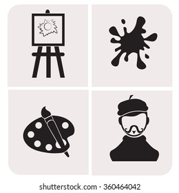 Professions. Artist. People at work. Set. Vector icon.