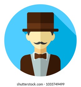 Professions  avatar icon - gentleman. Professional People Avatar Icon on color round. vecor illustration on white background.