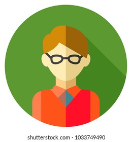 Professions  avatar icon - journalist. Professional People Avatar Icon on color round. vecor illustration on white background.