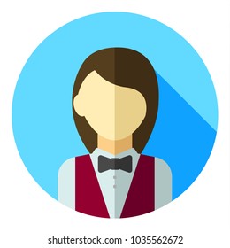 Professions  avatar icon - waiter. Professional People Avatar Icon on color round. vecor illustration on white background.