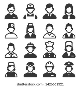 Professions Avatars Set on White Background. Vector