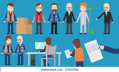 Professions Cartoon Character Set For Explainer Video