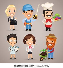 Professions Cartoon Characters Set1.3 In the EPS file, each element is grouped separately.