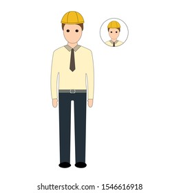 professions characters, builder, vector illustration