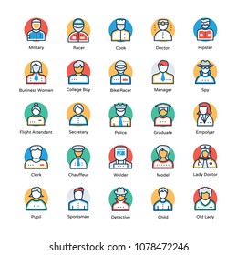 Professions Colored Icons Set