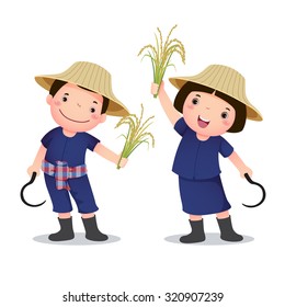 Profession's costume of Thai farmer for kids