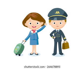 Profession's Costumes Of Pilot Ad Stewardess For Kids