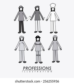 Professions, design over, white background,
