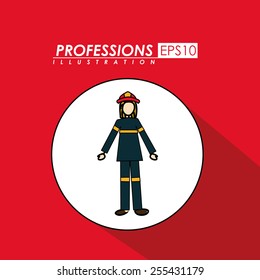 Professions, desing over, white background,