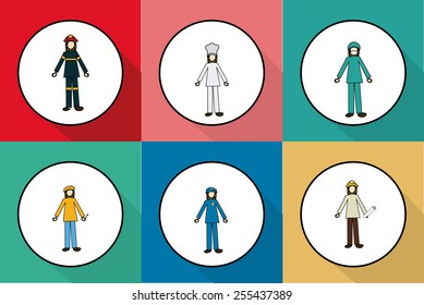 Professions, desing over, white background,