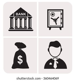 Professions. The economist, financier, banker, businessman. People at work. Set. Vector icon.