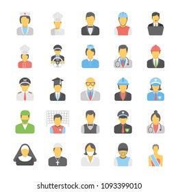 
Professions Flat Vector Icons Set
