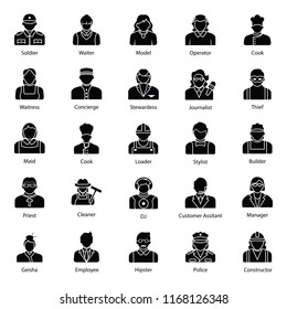 Professions Glyph Vector Icons 