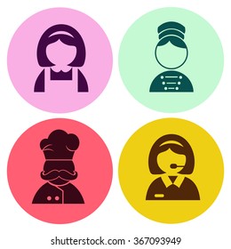 Professions. Hotel. People at work. Set. Vector icon.
