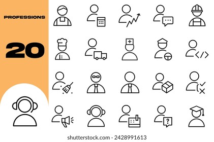 professions icon outline flat vector.