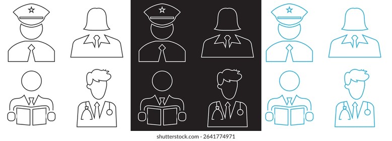 Professions icon . Vector for websites, mobile interfaces, presentations, banner, visual branding etc. Vector illustration. isolated on white and black background. EPS 10