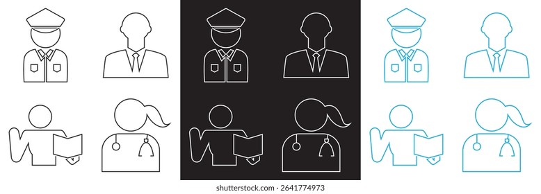 Professions icon . Vector for websites, mobile interfaces, presentations, banner, visual branding etc. Vector illustration. isolated on white and black background. EPS 10