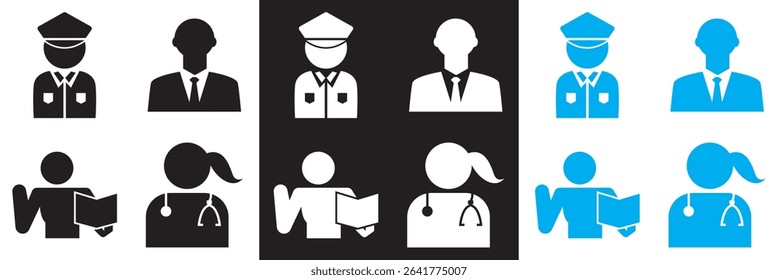 Professions icon . Vector for websites, mobile interfaces, presentations, banner, visual branding etc. Vector illustration. isolated on white and black background. EPS 10