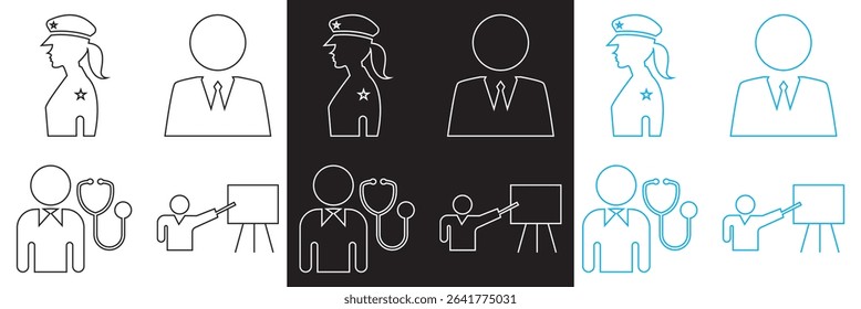 Professions icon . Vector for websites, mobile interfaces, presentations, banner, visual branding etc. Vector illustration. isolated on white and black background. EPS 10