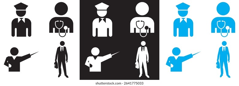 Professions icon . Vector for websites, mobile interfaces, presentations, banner, visual branding etc. Vector illustration. isolated on white and black background. EPS 10