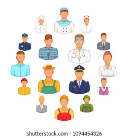 Professions icons set in cartoon style. People set isolated vector illustration
