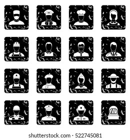 Professions icons set icons in grunge style isolated on white background. Vector illustration