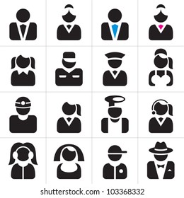 Professions icons set. Occupations symbols collection.