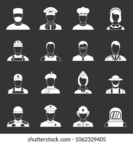 Professions icons set vector white isolated on grey background 